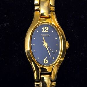 Seiko Women's Gold Watch with Black Dial
